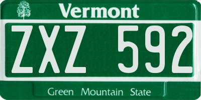 VT license plate ZXZ592