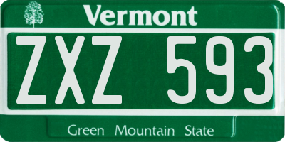 VT license plate ZXZ593