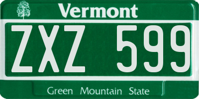 VT license plate ZXZ599
