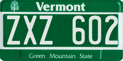 VT license plate ZXZ602