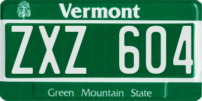 VT license plate ZXZ604