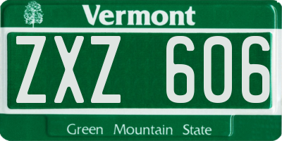 VT license plate ZXZ606