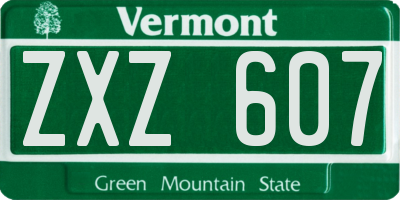 VT license plate ZXZ607
