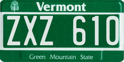 VT license plate ZXZ610