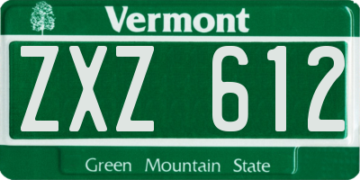 VT license plate ZXZ612