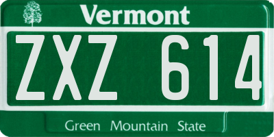 VT license plate ZXZ614