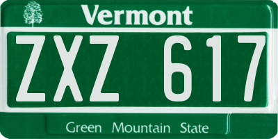 VT license plate ZXZ617