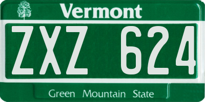 VT license plate ZXZ624