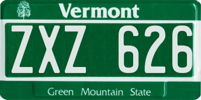 VT license plate ZXZ626