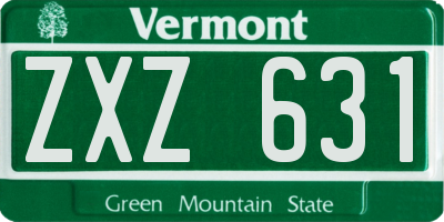 VT license plate ZXZ631