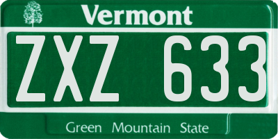 VT license plate ZXZ633