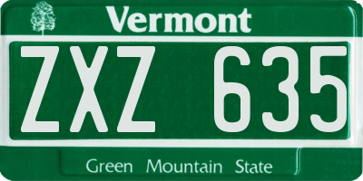 VT license plate ZXZ635