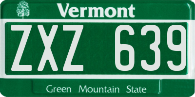 VT license plate ZXZ639