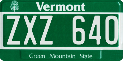 VT license plate ZXZ640
