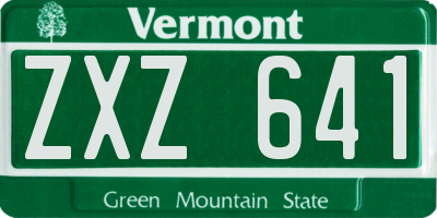 VT license plate ZXZ641