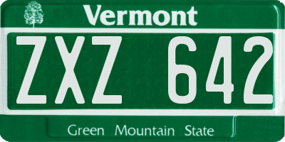 VT license plate ZXZ642