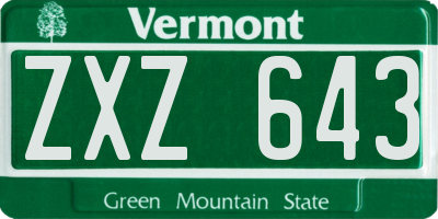 VT license plate ZXZ643