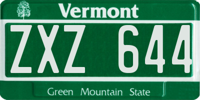 VT license plate ZXZ644