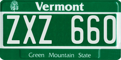 VT license plate ZXZ660