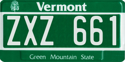 VT license plate ZXZ661