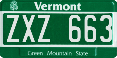 VT license plate ZXZ663