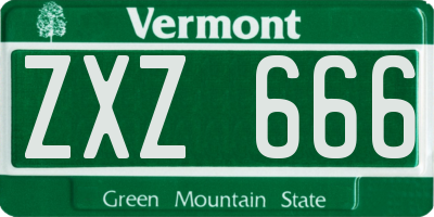 VT license plate ZXZ666
