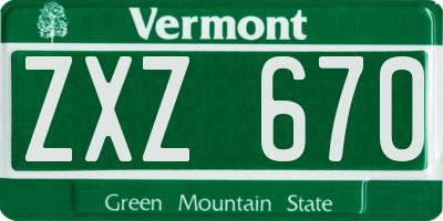 VT license plate ZXZ670