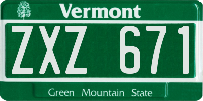 VT license plate ZXZ671