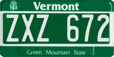 VT license plate ZXZ672