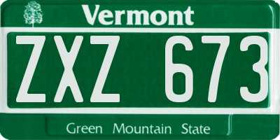 VT license plate ZXZ673