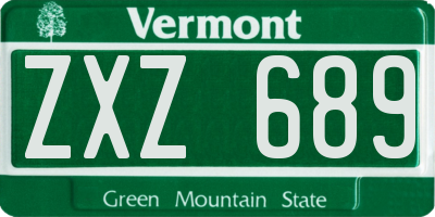 VT license plate ZXZ689
