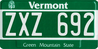 VT license plate ZXZ692