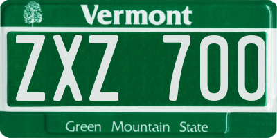 VT license plate ZXZ700