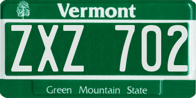 VT license plate ZXZ702