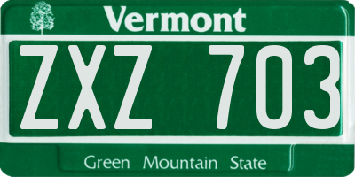 VT license plate ZXZ703