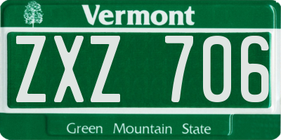 VT license plate ZXZ706