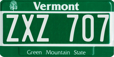VT license plate ZXZ707