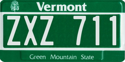 VT license plate ZXZ711