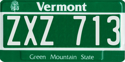 VT license plate ZXZ713