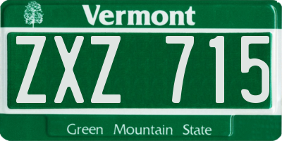 VT license plate ZXZ715