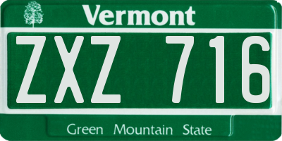 VT license plate ZXZ716