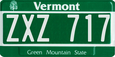 VT license plate ZXZ717