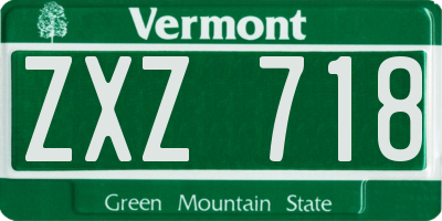 VT license plate ZXZ718