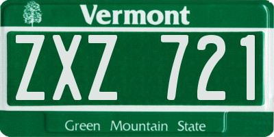VT license plate ZXZ721
