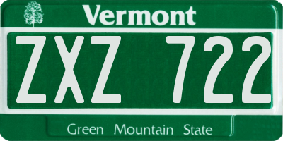 VT license plate ZXZ722