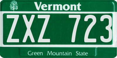 VT license plate ZXZ723