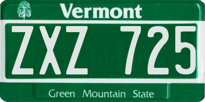 VT license plate ZXZ725