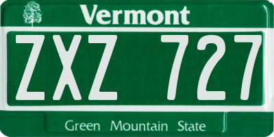 VT license plate ZXZ727