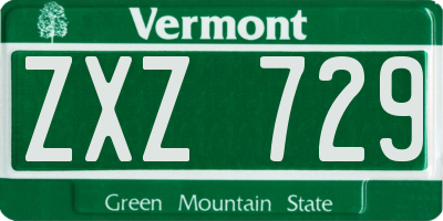 VT license plate ZXZ729