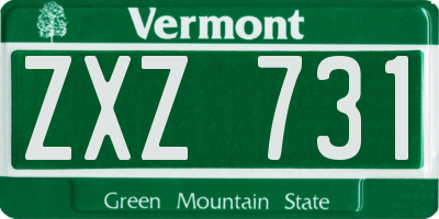VT license plate ZXZ731